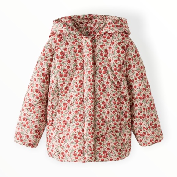 Zara Other - Zara Girls Floral Puffer Jacket with Scarf